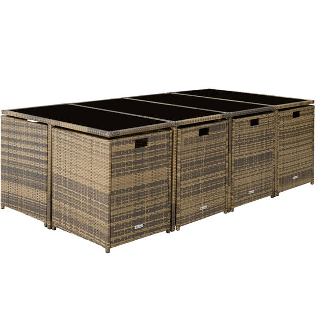 tectake - luxe Wicker zitgroep Palma 8+4+1 - natuur/donkergrijs - 404395