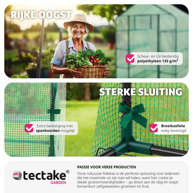 tectake® Broeikas - Hobbykas - Veel Werkruimte - 143x143x195 cm - Voor Tuin en Buiten