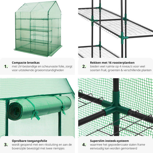 tectake® Broeikas - Hobbykas - Veel Werkruimte - 143x143x195 cm - Voor Tuin en Buiten