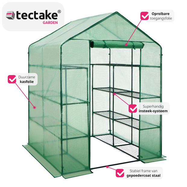 tectake® Broeikas - Hobbykas - Veel Werkruimte - 143x143x195 cm - Voor Tuin en Buiten