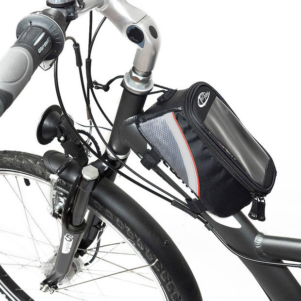 tectake - Frametas fietstas voor o.a. smartphone e.d. zwart rood S 401605