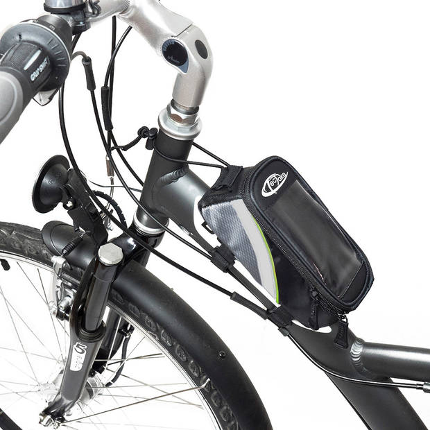 tectake - Frametas fietstas voor o.a. smartphone e.d. zwart groen M 401607
