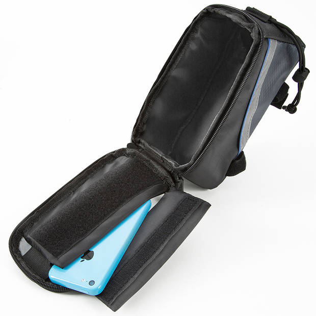 tectake - Frametas fietstas voor o.a. smartphone e.d. zwart blauw L 401612