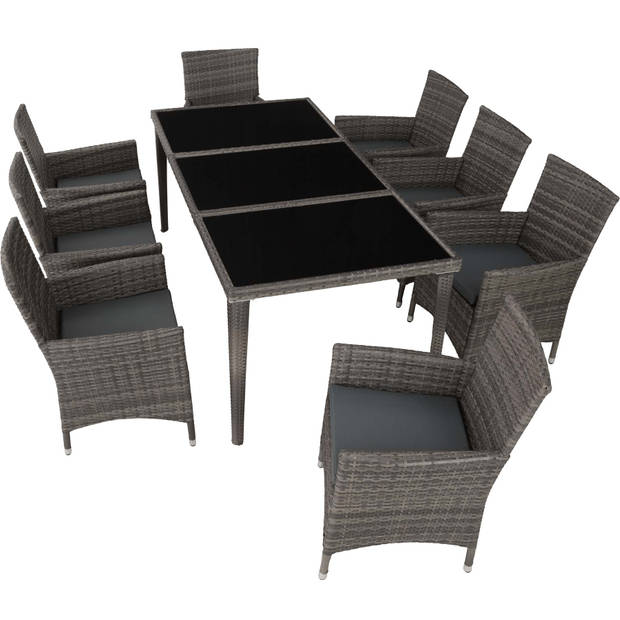 tectake - wicker zitgroep Monaco aluminium grijs - 403084