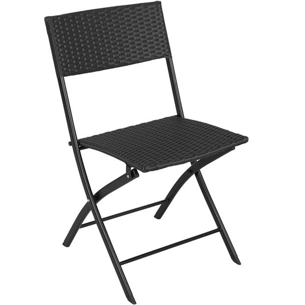 tectake - Tuinset Balkonset - wicker set Trevi - 2 stoelen en een tafel – zwart – 403196