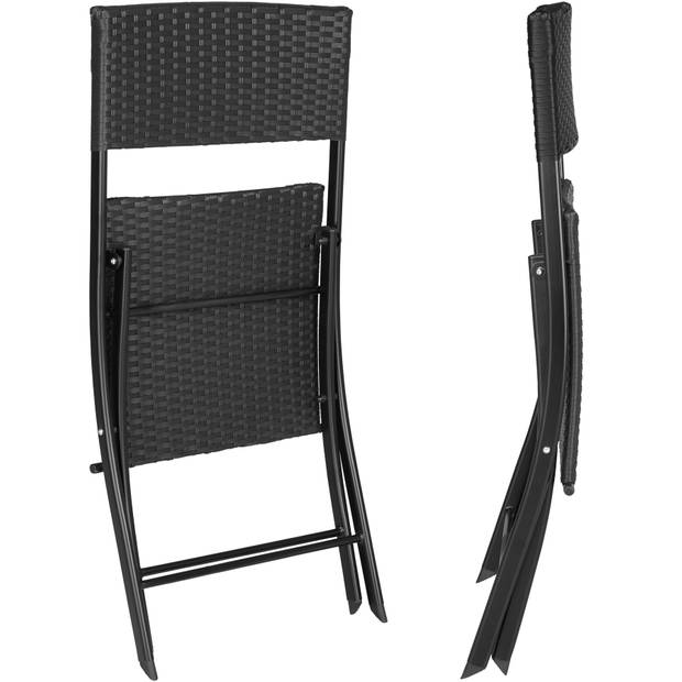tectake - Tuinset Balkonset - wicker set Trevi - 2 stoelen en een tafel – zwart – 403196