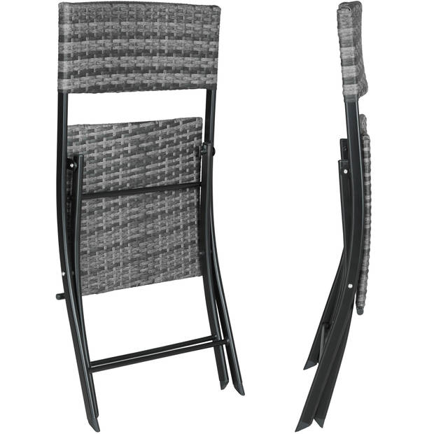 tectake - Tuinset Balkonset - wicker set Trevi - 2 stoelen en een tafel - grijs - 403197