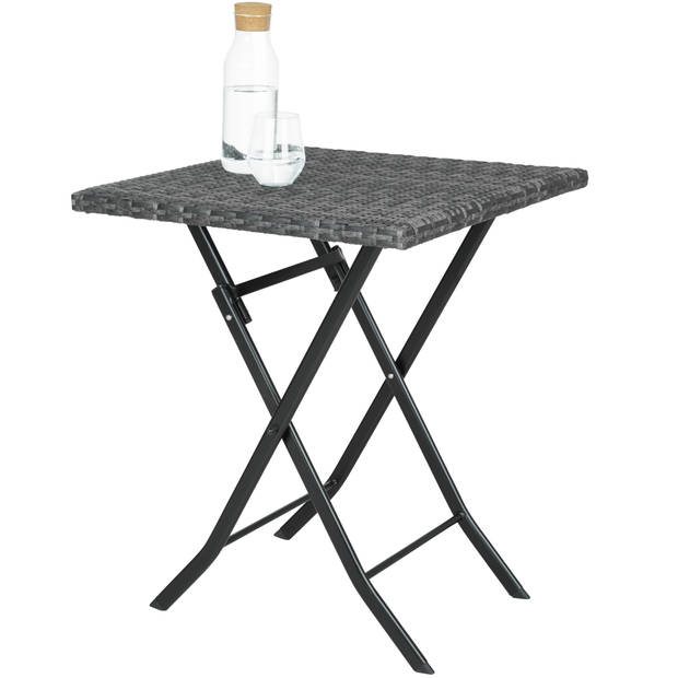 tectake - Tuinset Balkonset - wicker set Trevi - 2 stoelen en een tafel - grijs - 403197