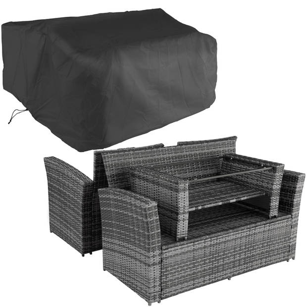 tectake -Zitgroep Modena- Wicker-grijs - 403279 - incl. beschermhoes