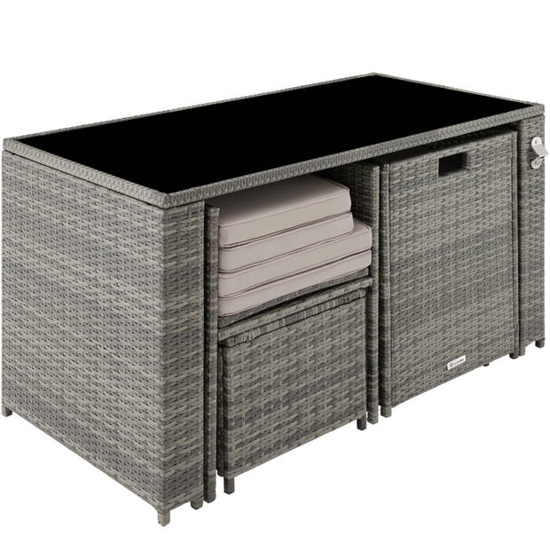 tectake - Wicker zitgroep Palermo grijs - 403562