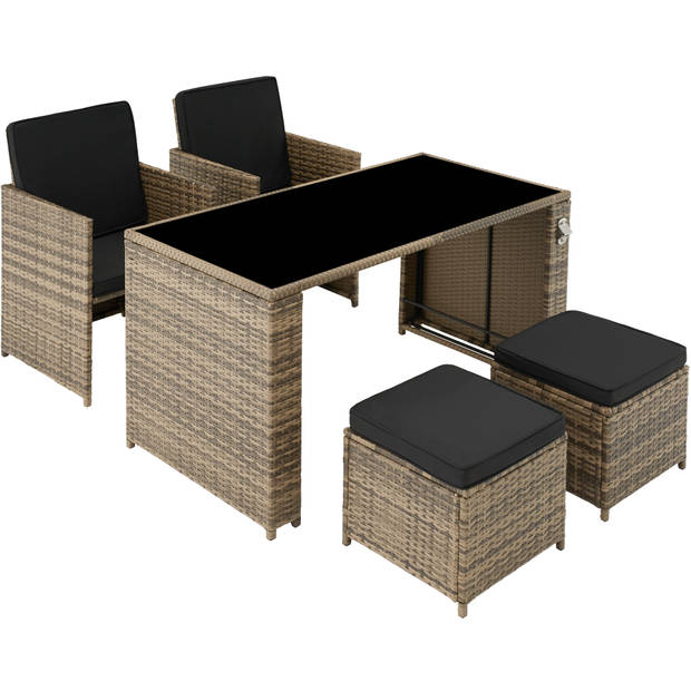 tectake -zitgroep Palermo-Wicker meubelset- gezellige zitgroep met functioneel design-natuur - 403563