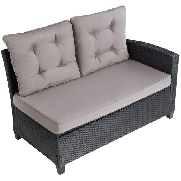 tectake - Wicker zitgroep - loungegroep Catania - zwart - 404249