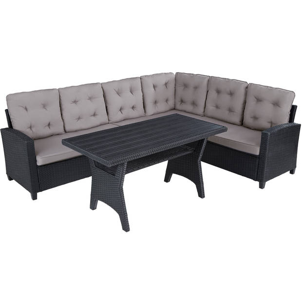 tectake - Wicker zitgroep - loungegroep Catania - zwart - 404249