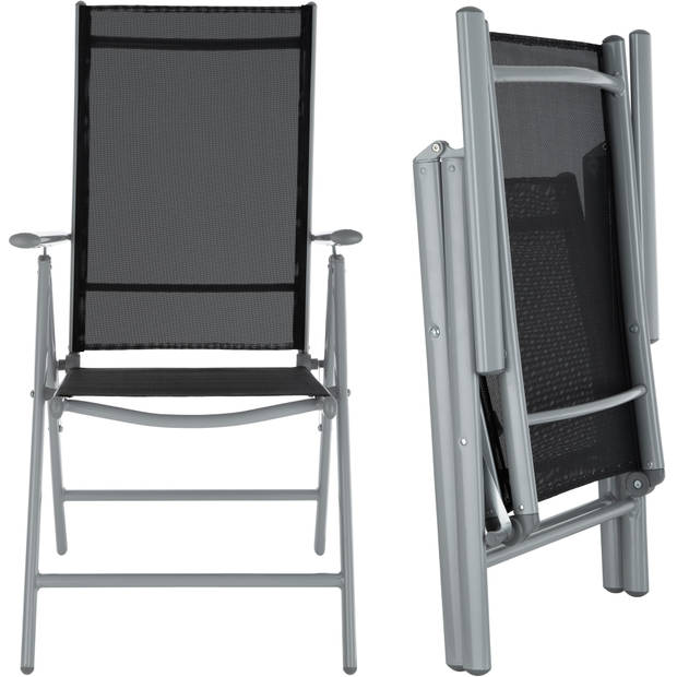 tectake tuinset 6+1, aluminium frame 6 stoelen en 1 tafel - lichtgrijs - 402167