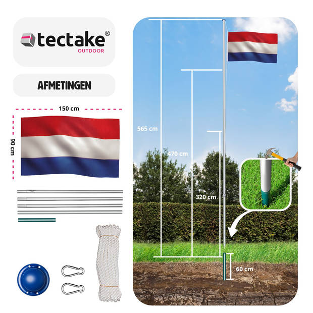 tectake - Aluminium vlaggenmast Nederland