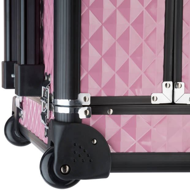 Cosmeticakoffer aluminium Beautycase roze 401444