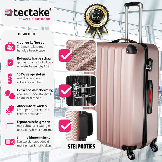 tectake - Kofferset Pucci 4-delig roségoud - 403409