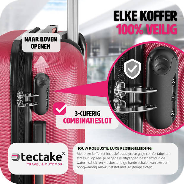 tectake - Kofferset Pucci 4-delig wijnrood - 403410