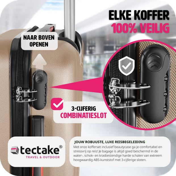 tectake - Kofferset Pucci 4-delig champagne - 403411