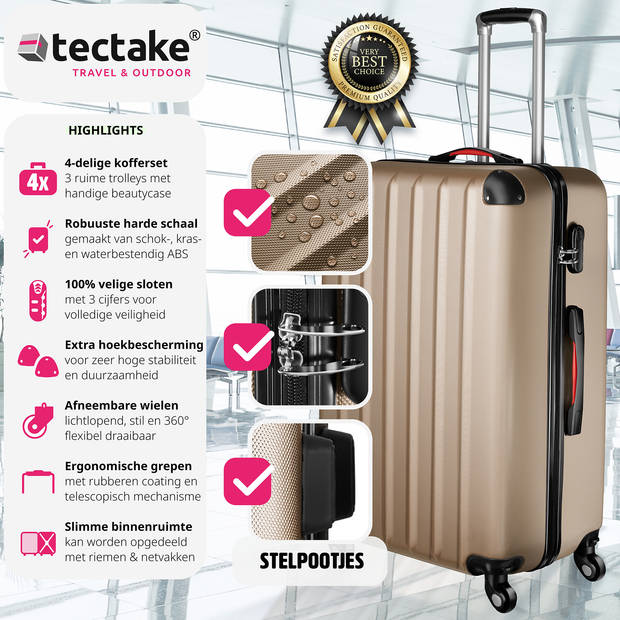 tectake - Kofferset Pucci 4-delig champagne - 403411