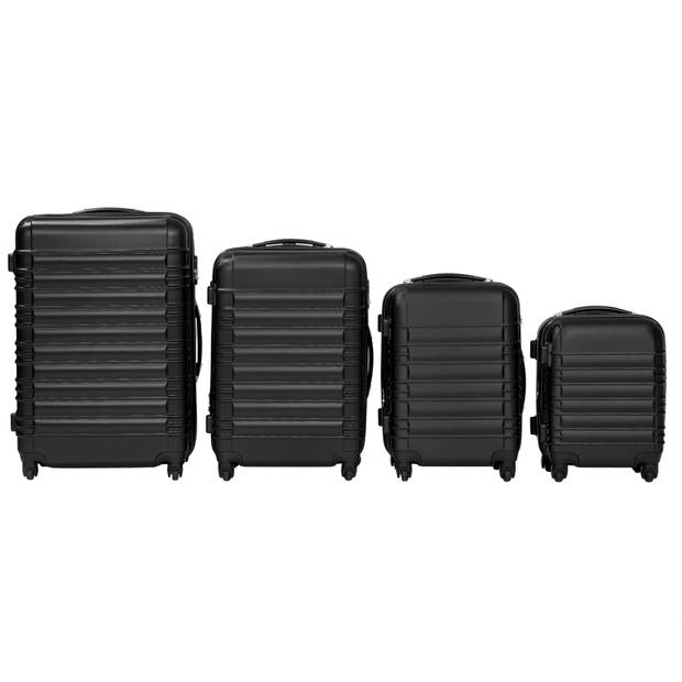 tectake Kofferset 4 delig , ABS hardshell, kleur zwart - 402024