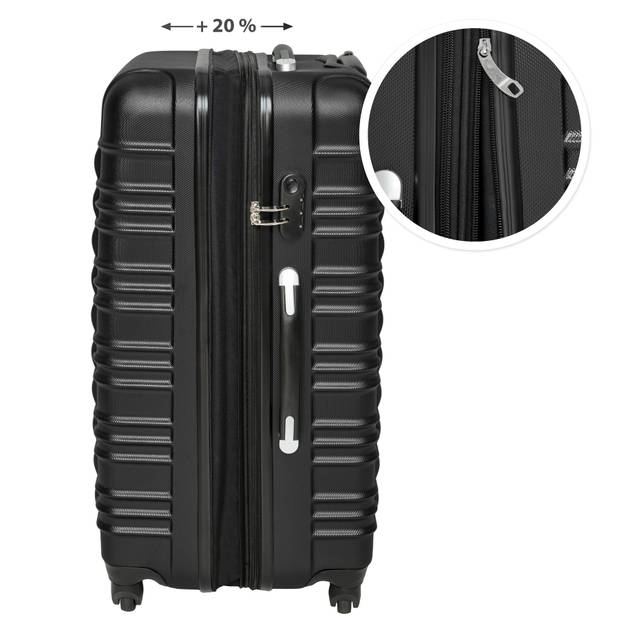 tectake Kofferset 4 delig , ABS hardshell, kleur zwart - 402024