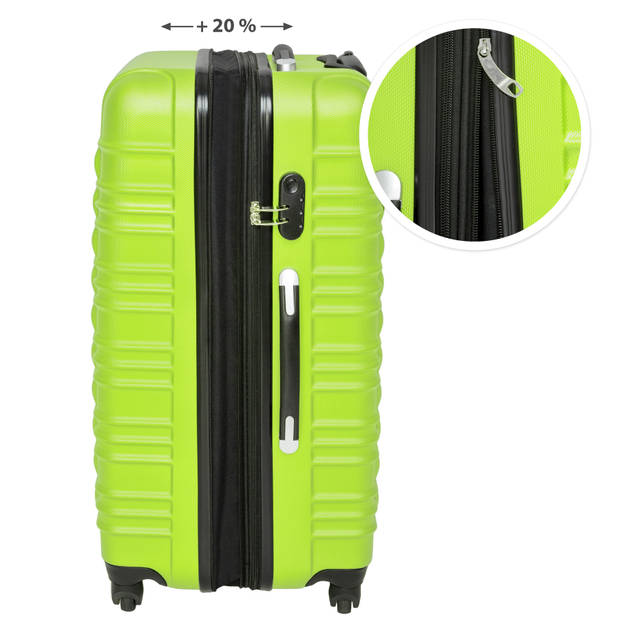 tectake Kofferset 4 delig , ABS hardshell, kleur groen - 402028