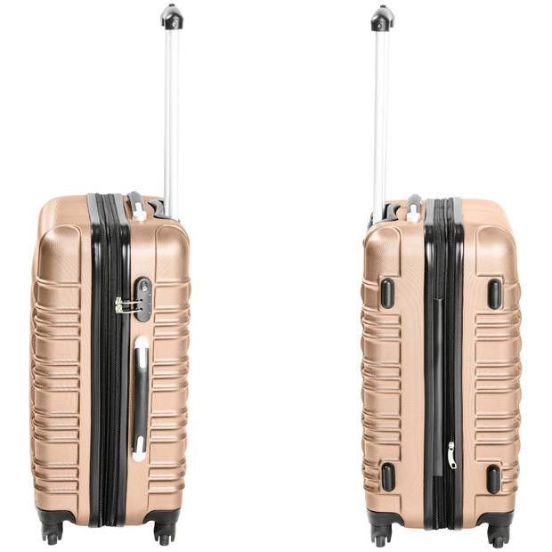tectake - kofferset ABS 4-delig -Verwijderbare wielen - kleur : champagne