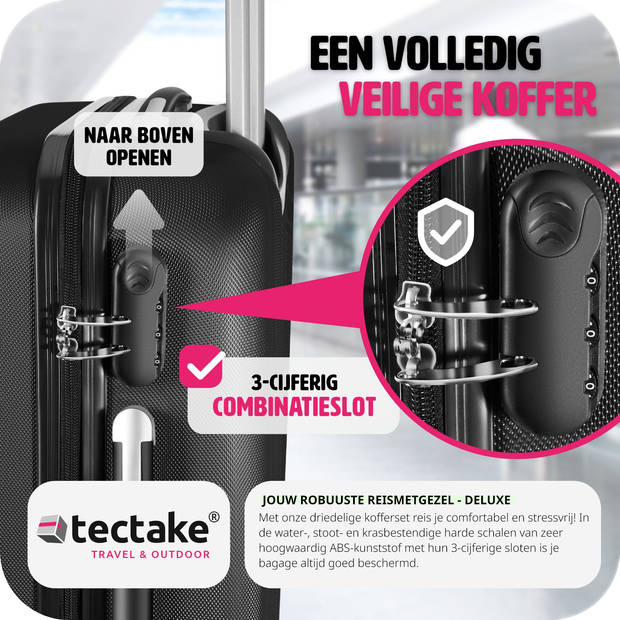 tectake® - 3delig - Kofferset - Zwart - 400717