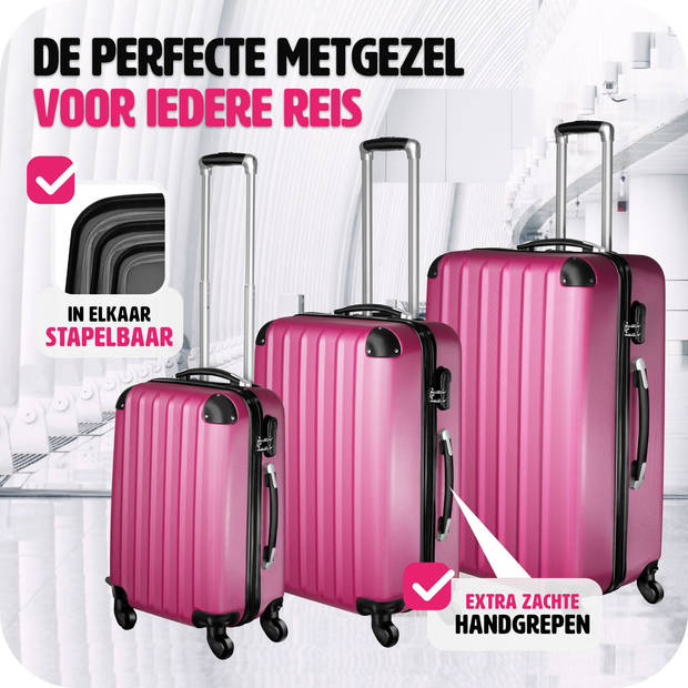 tectake - Kofferset - Roze