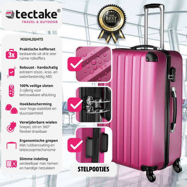 tectake - Kofferset - Roze