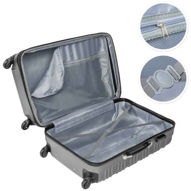 tectake - kofferset 4 delig , ABS hardshell, kleur grijs - 402025