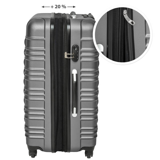 tectake - kofferset 4 delig , ABS hardshell, kleur grijs - 402025