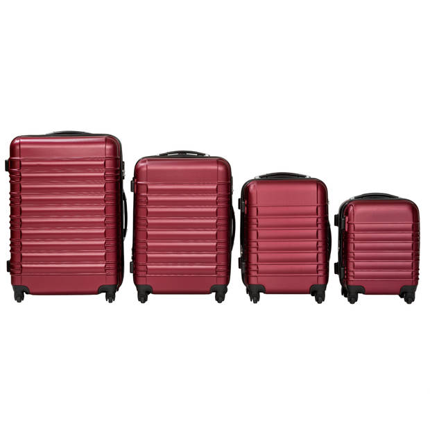 tectake - kofferset 4 delig , ABS hardshell, kleur rood - 402026