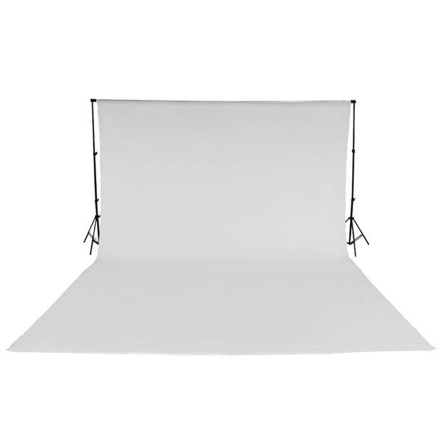 tectake® - achtergrondsysteem fotografie - doek met statief - wit - 400780