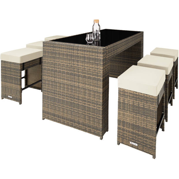 tectake - complete wicker barset Ibiza - natuur - 404387 - met beschermende hoes