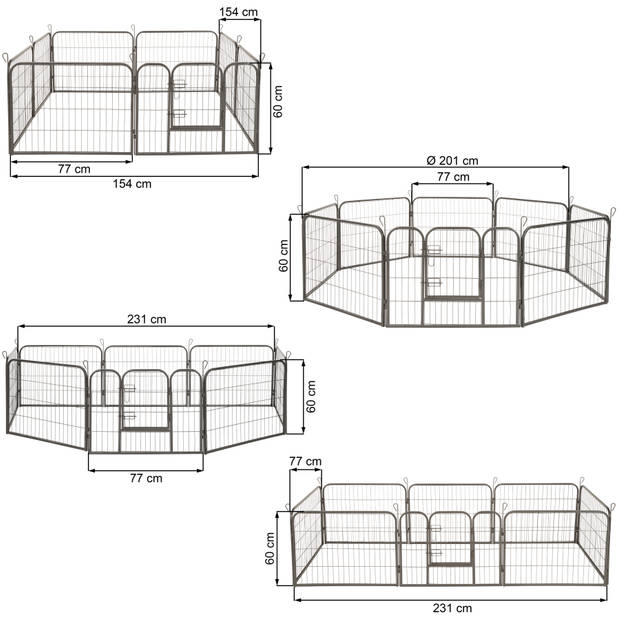 tectake - 8-hoekige puppyren 60 cm hoog - Ø ca. 190 cm - 402502