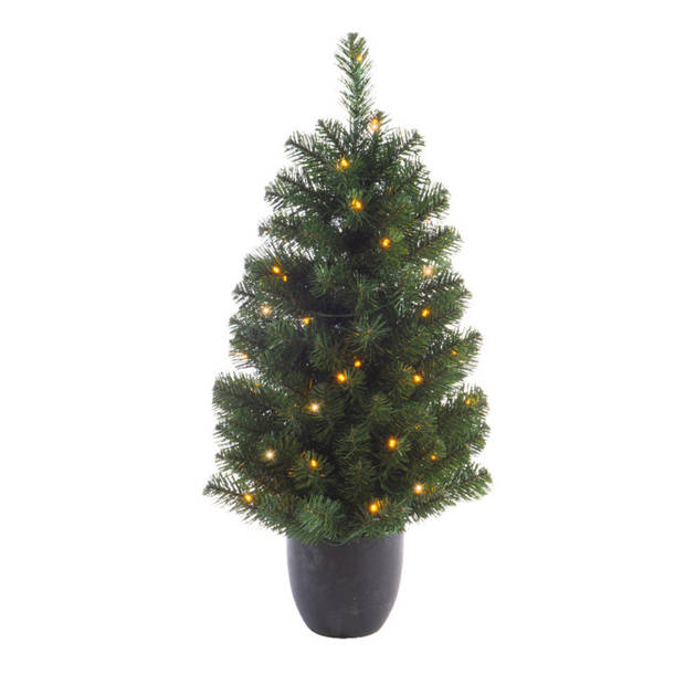 Everland Imperial Kunst kerstboom - H90 cm - met kerstverlichting - Kunstkerstboom