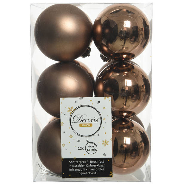 28x stuks kunststof kerstballen bruin 4 en 6 cm - Kerstbal