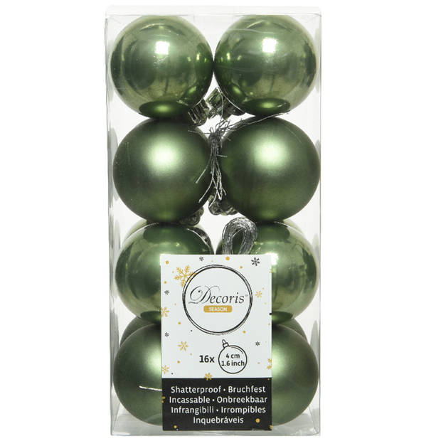 28x stuks kunststof kerstballen mosgroen 4 en 6 cm - Kerstbal