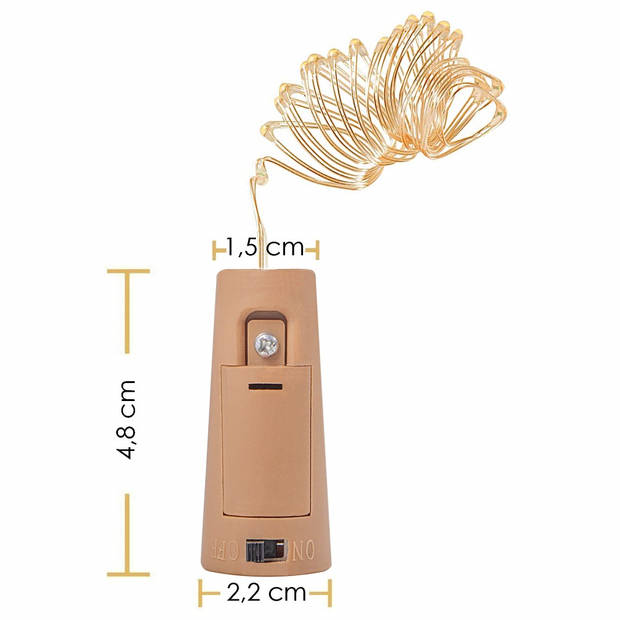 Flesverlichting 1.9 m Batterij 20 LED Warm Wit