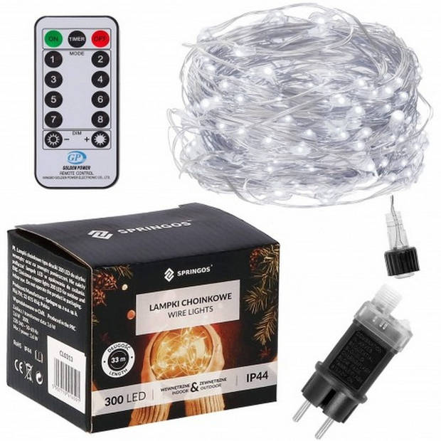 Kerstverlichting 30 m + 3 m Snoer 300 LED Inclusief Afstandsbediening Koud Wit