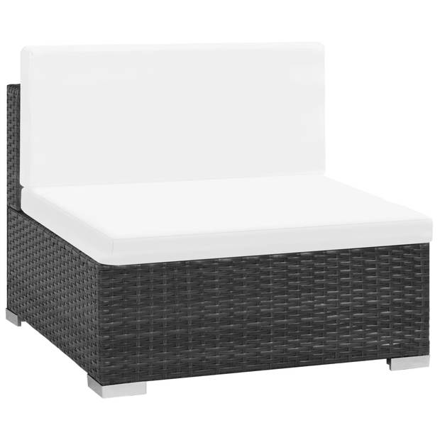 vidaXL 6-delige Loungeset met kussens poly rattan zwart