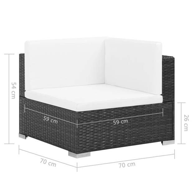 vidaXL 7-delige Loungeset met kussens poly rattan zwart