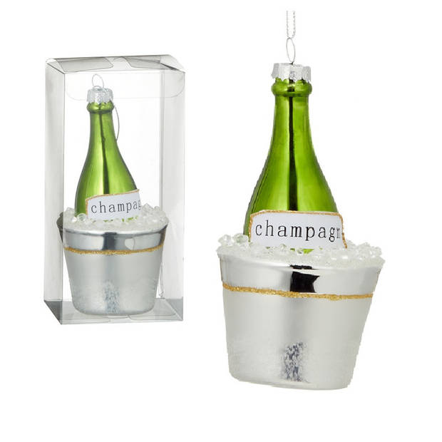 2x Kerstboomversiering kerstornamenten champagne 11 cm - Kersthangers