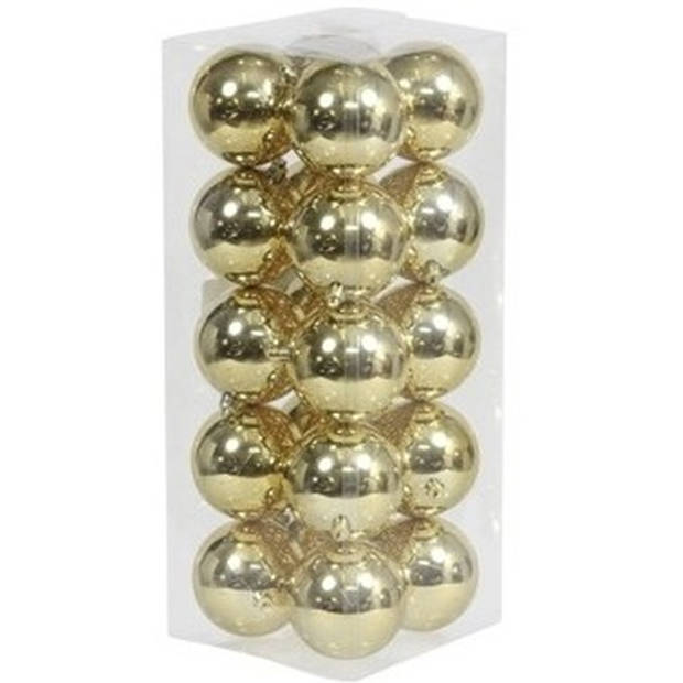 20x Kunststof kerstballen glanzend goud 8 cm kerstboom versiering/decoratie - Kerstbal