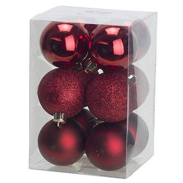 Kerstversiering set kerstballen donkerrood 6 - 8 - 10 cm - pakket van 40x stuks - Kerstbal