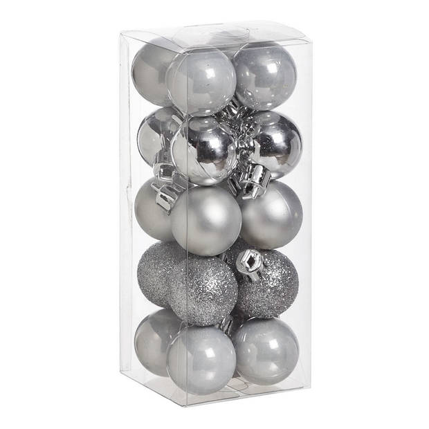 34x stuks kunststof kerstballen zilver en zwart 3 cm - Kerstbal