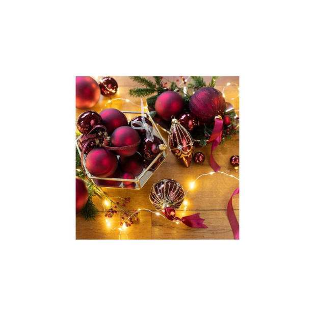 18x stuks kleine glazen kerstballen donkerrood (oxblood) 4 cm mat/glans - Kerstbal