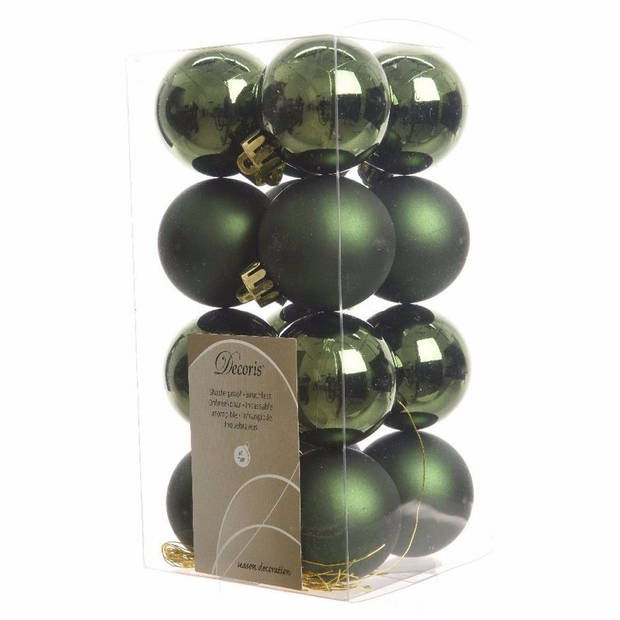 Kerstversiering kunststof kerstballen mix cognac bruin/ donkergroen 4 en 6 cm pakket van 80x stuks - Kerstbal